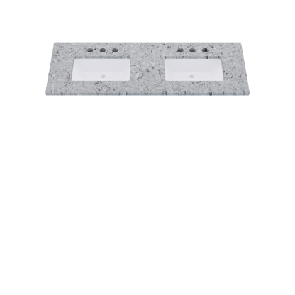 61" Vanderloc Silestone® Quartz Bathroom Vanity Top | Double Rectangle Sink | Centered in Pietra