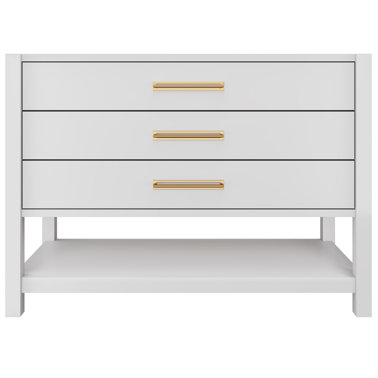Kiawah 3-Drawer Single Bath Vanity 48in Strong White Satin Gold