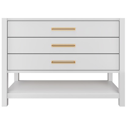 Kiawah 3-Drawer Single Bath Vanity 48in Strong White Satin Gold