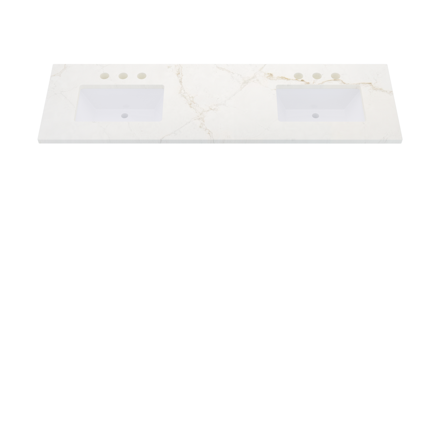 73" Vanderloc Silestone® Quartz Bathroom Vanity Top | Double Rectangle Sink | Offset in Blanc Elysee