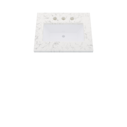 25" Vanderloc Silestone® Quartz Bathroom Vanity Top | Single Rectangle Sink | Centered in Lyra