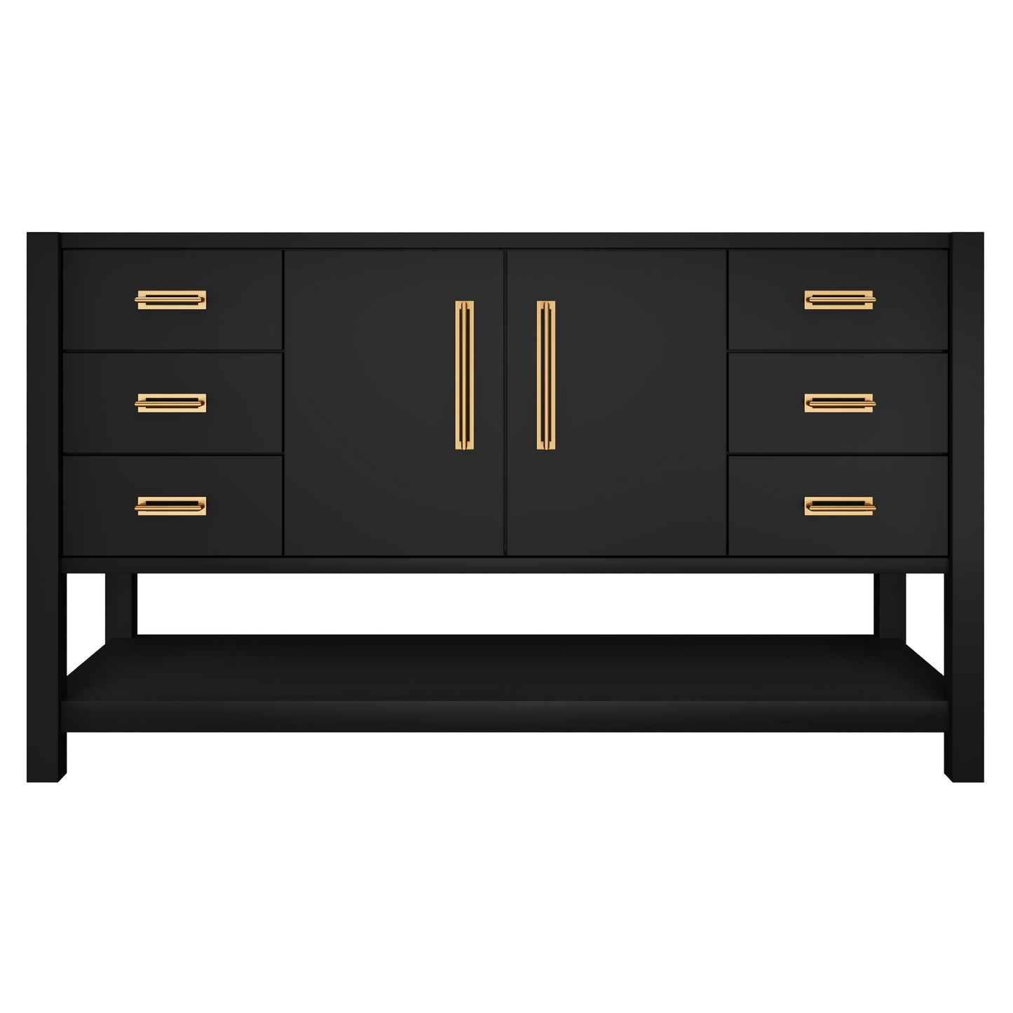 Kiawah Single Extra-Wide Bath Vanity 60in Noir Satin Gold
