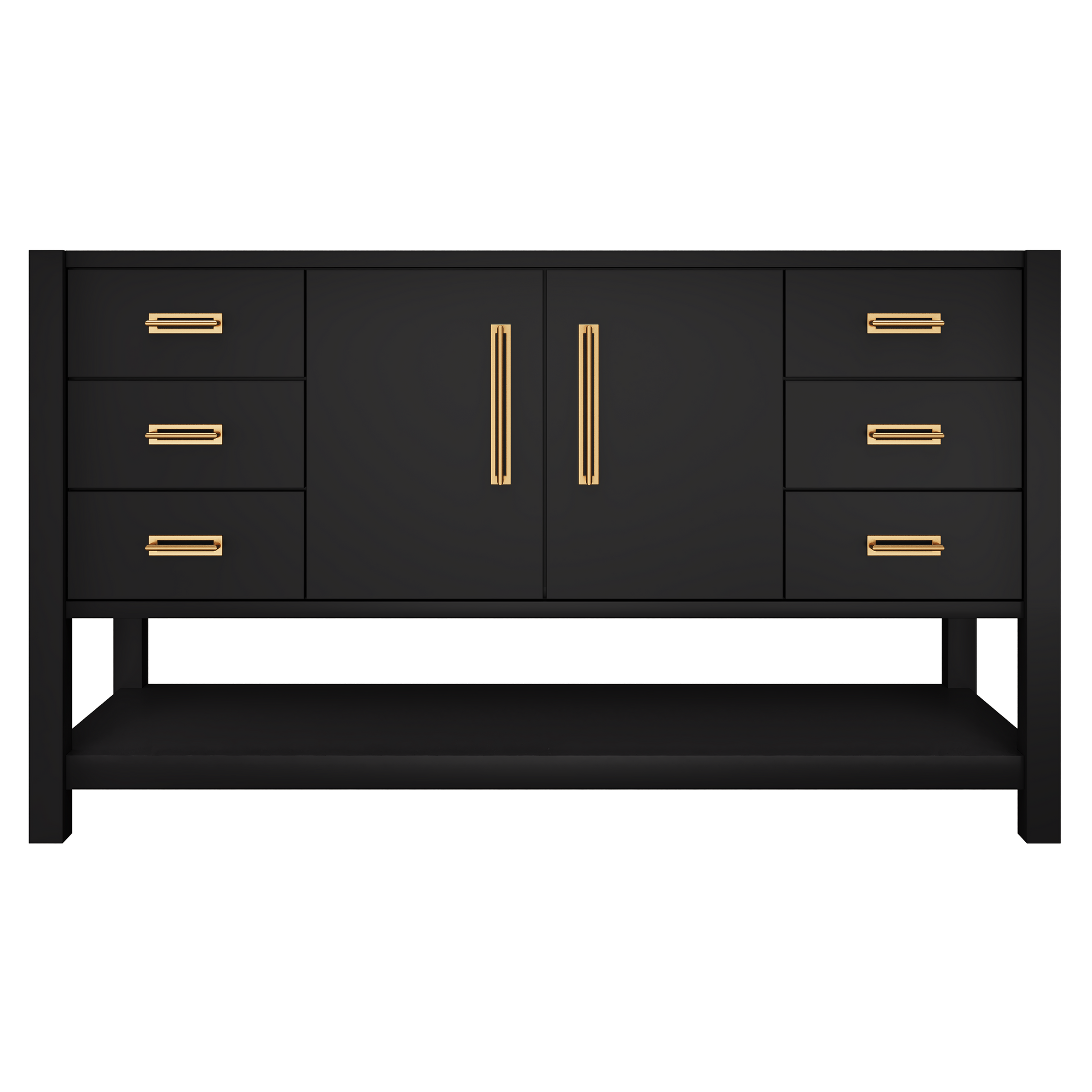 Kiawah Single Extra-Wide Bath Vanity 60in Noir Satin Gold