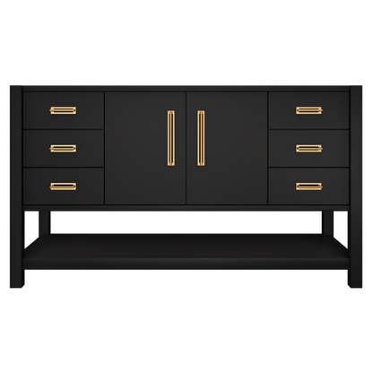 Kiawah Single Extra-Wide Bath Vanity 60in Noir Satin Gold