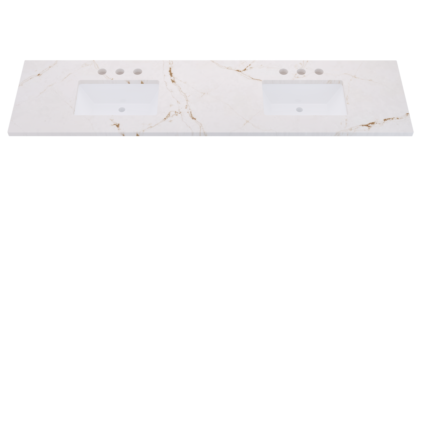 85" Vanderloc Silestone® Quartz Bathroom Vanity Top | Double Rectangle Sink | Centered in Versailles Ivory