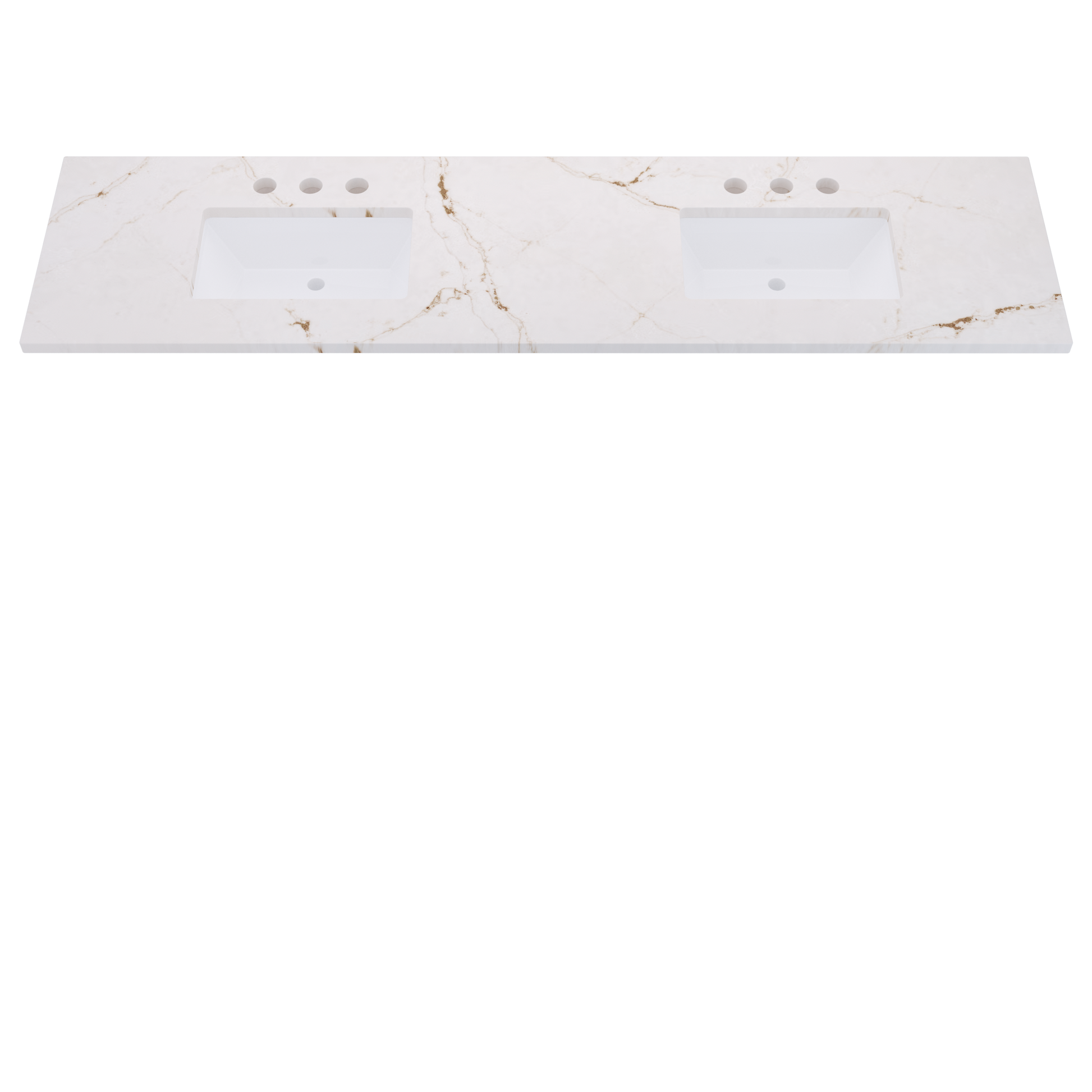 85" Vanderloc Silestone® Quartz Bathroom Vanity Top | Double Rectangle Sink | Centered in Versailles Ivory