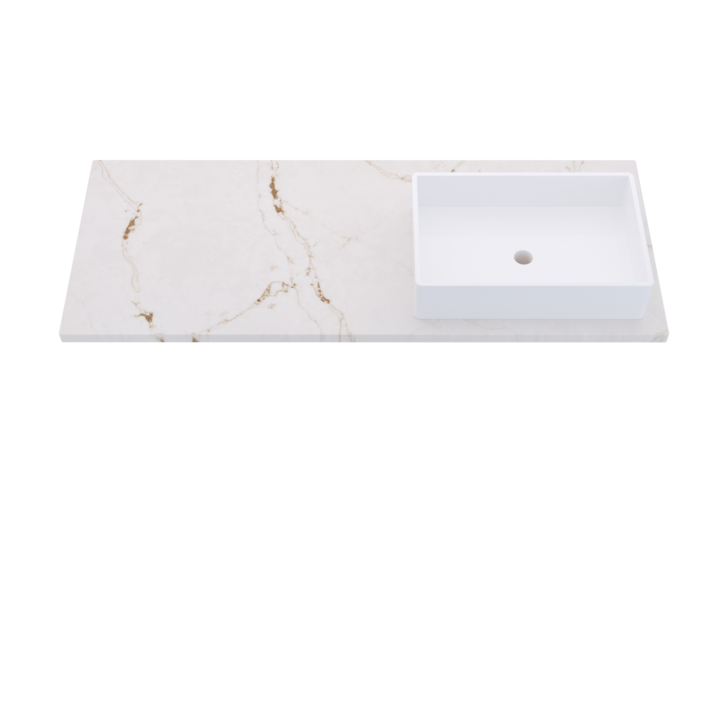 55" Vanderloc Silestone® Quartz Bathroom Vanity Top | Single Vigo Sink | Offset in Versailles Ivory