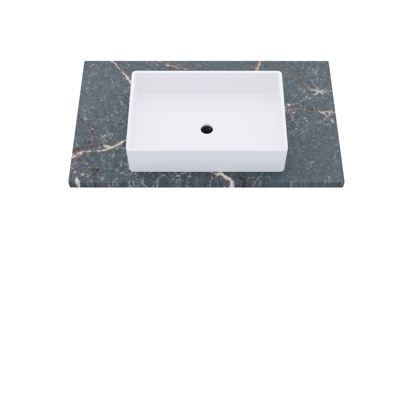 37" Vanderloc Silestone® Quartz Bathroom Vanity Top | Single Vigo Sink | Centered in Parisien Bleu