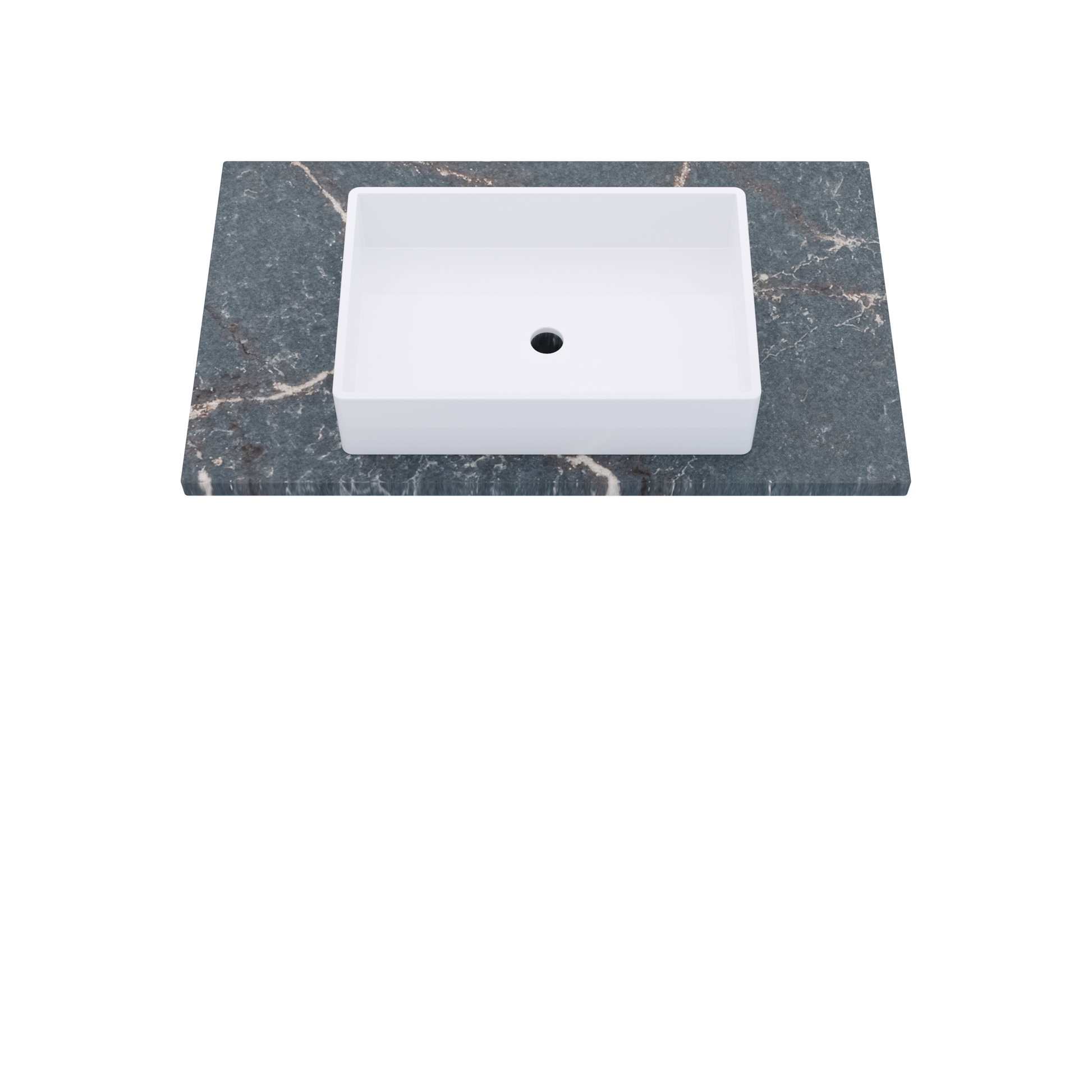 37" Vanderloc Silestone® Quartz Bathroom Vanity Top | Single Vigo Sink | Centered in Parisien Bleu