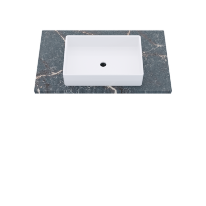 37" Vanderloc Silestone® Quartz Bathroom Vanity Top | Single Vigo Sink | Centered in Parisien Bleu