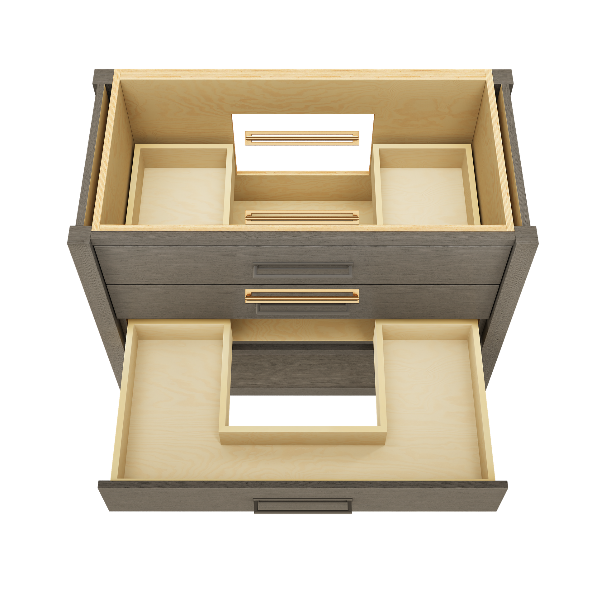 Kiawah 3-Drawer Single Bath Vanity 42in Gray Weathered Satin Gold