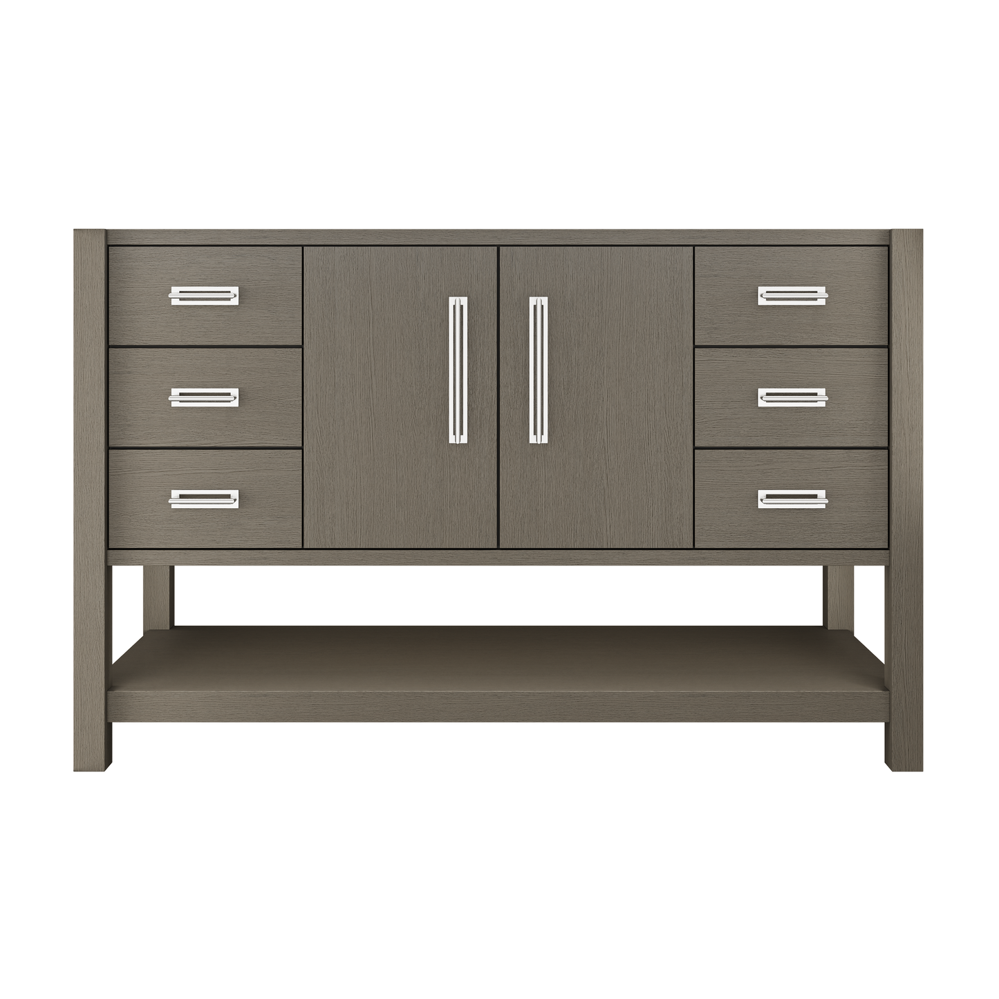 Kiawah Single Extra-Wide Bath Vanity 54in Gray Weathered Polished Chrome