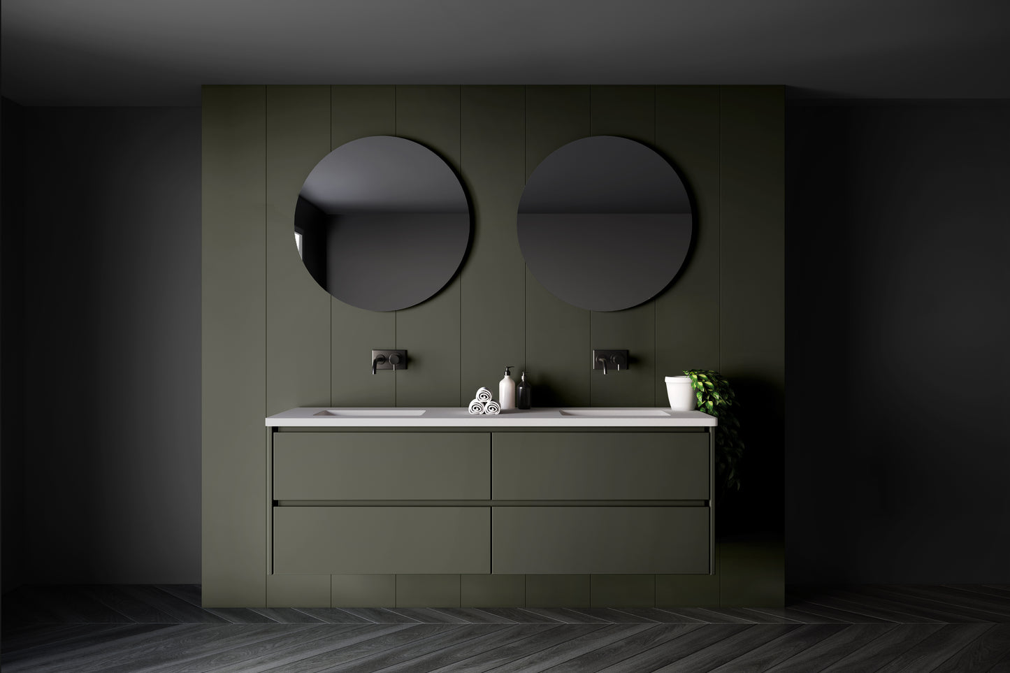 Vanderloc Gilded Double Drawer Bath Floating Vanity (Add Top & Faucet)