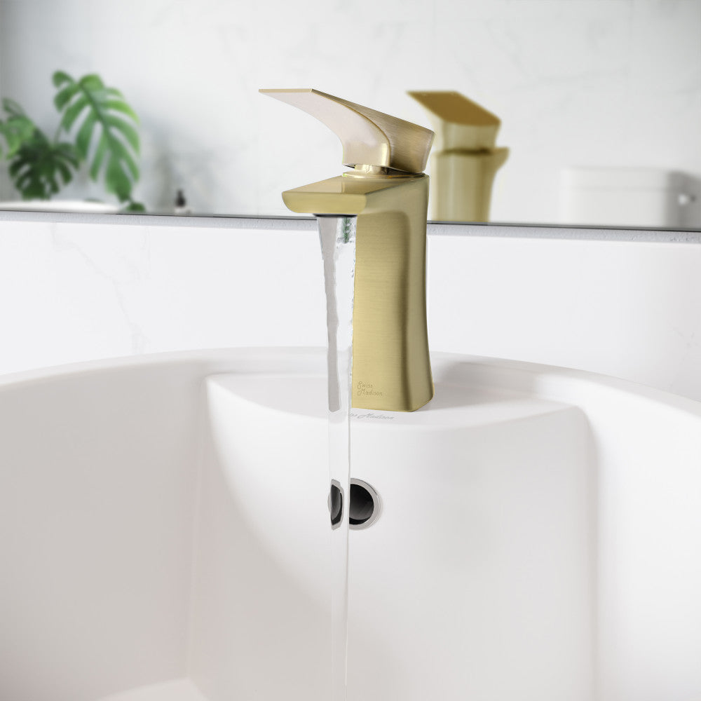 Swiss Madison Monaco single hole bathroom faucet in Brushed Gold, SM-BF20BG
