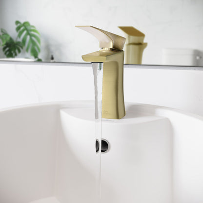 Swiss Madison Monaco single hole bathroom faucet in Brushed Gold, SM-BF20BG