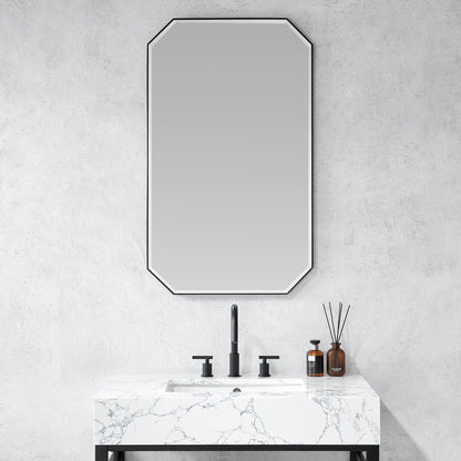 Vinnova, Sabadell 24 in. W x 40 in. H Octagon Metal Wall Mirror in Matte Black