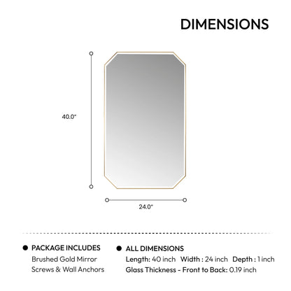 Vinnova, Sabadell 24 in. W x 40 in. H Octagon Metal Wall Mirror in Matte Black