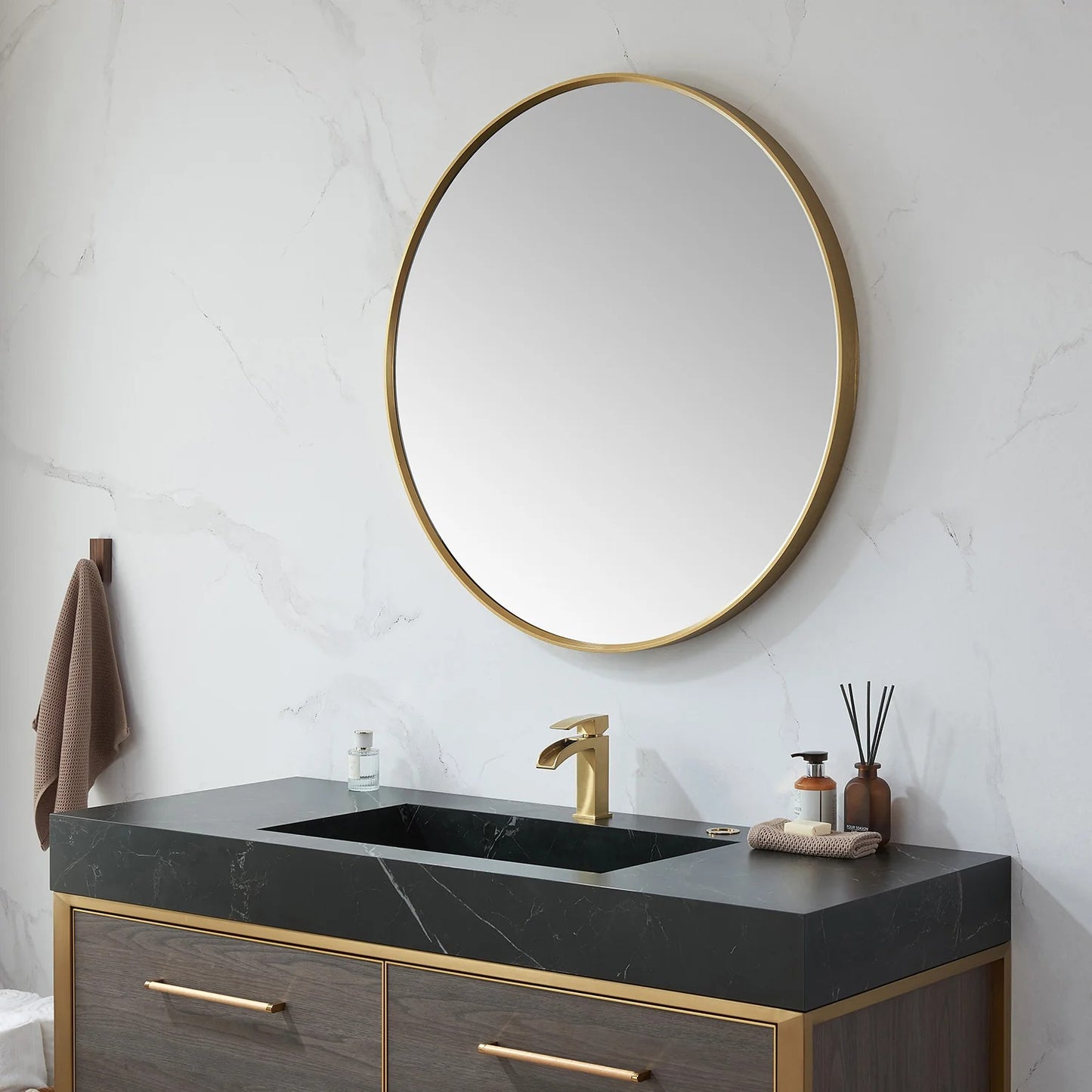 Vinnova Cascante 35.4-inch bathroom vanity in Brushed Gold — view 3