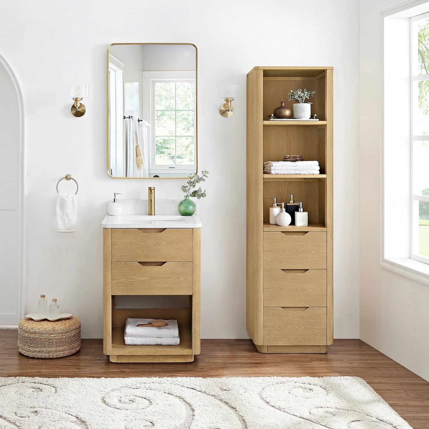 24" Vinnova Harbin Freestanding Bathroom Vanity | Single Sink | White Stone