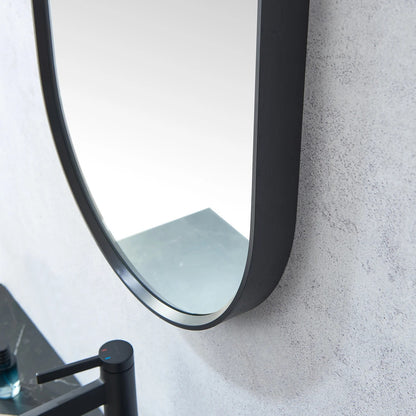 Vinnova, Luarca 18 in. W x 48 in. H Oval Metal Wall Mirror in Brushed Black