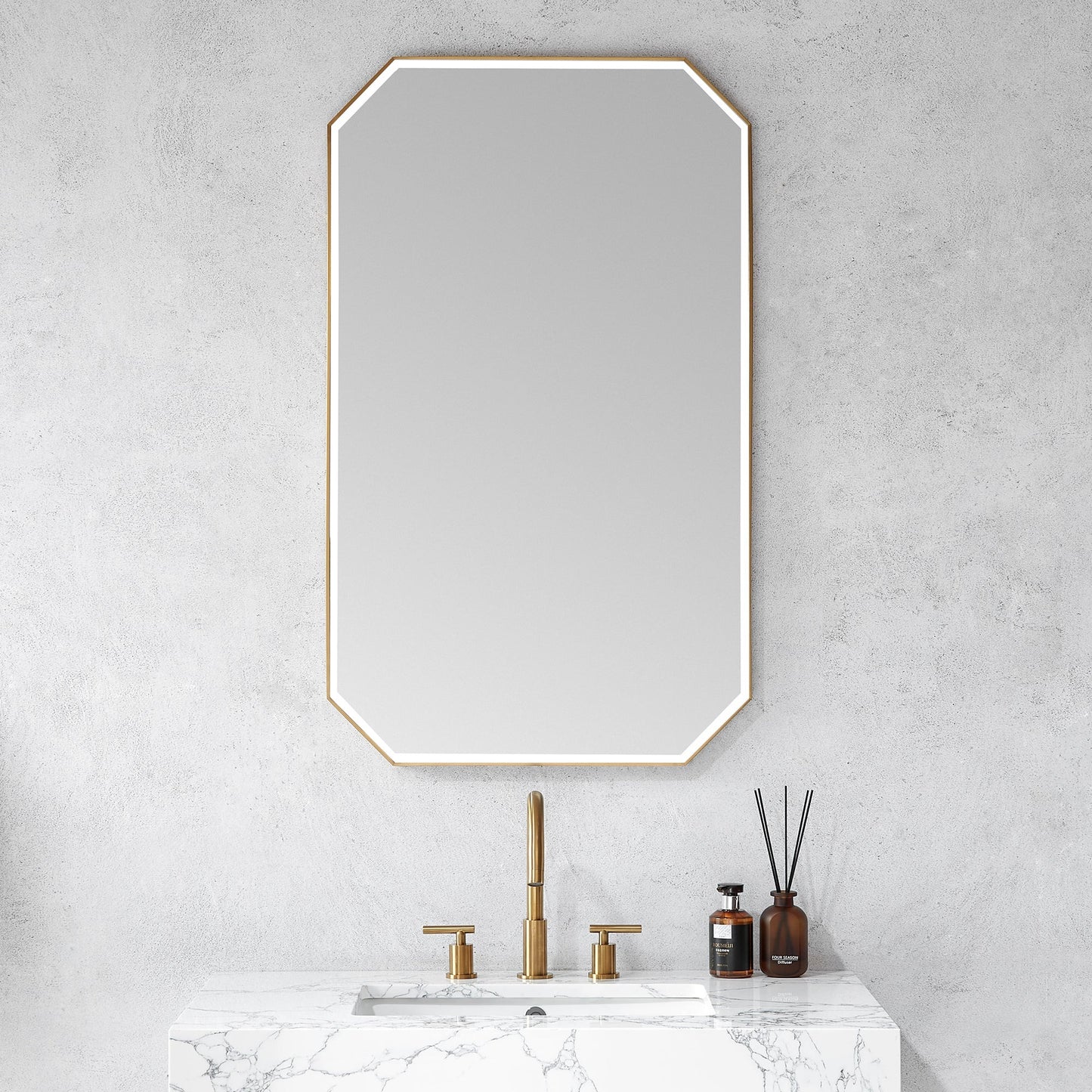 Vinnova, Sabadell 24 in. W x 40 in. H Octagon Metal Wall Mirror in Matte Black