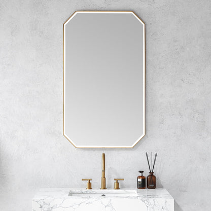 Vinnova, Sabadell 24 in. W x 40 in. H Octagon Metal Wall Mirror in Matte Black