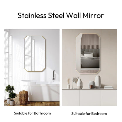 Vinnova, Sabadell 24 in. W x 40 in. H Octagon Metal Wall Mirror in Matte Black