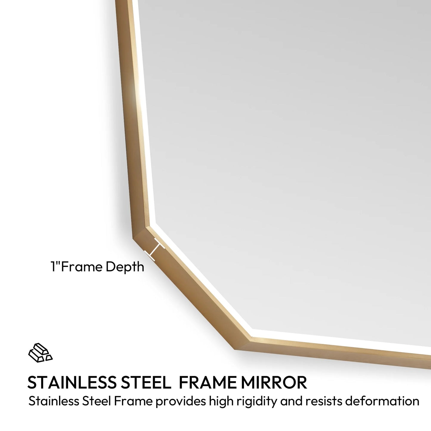 Vinnova, Sabadell 24 in. W x 40 in. H Octagon Metal Wall Mirror in Matte Black
