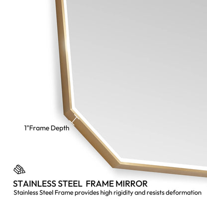 Vinnova, Sabadell 24 in. W x 40 in. H Octagon Metal Wall Mirror in Matte Black