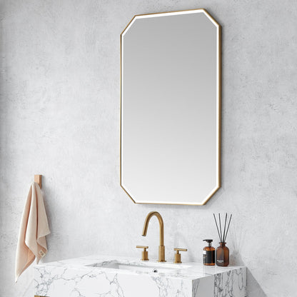 Vinnova, Sabadell 24 in. W x 40 in. H Octagon Metal Wall Mirror in Matte Black