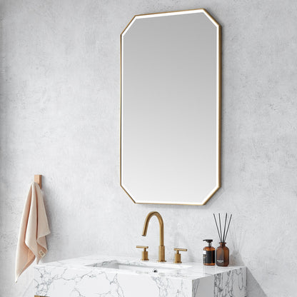 Vinnova, Sabadell 24 in. W x 40 in. H Octagon Metal Wall Mirror in Matte Black