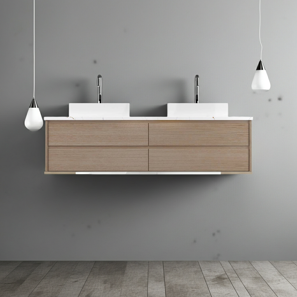 Vanderloc Gilded Double Drawer Bath Floating Vanity (Top and Faucet Not Included)