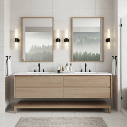 Vanderloc Gilded Double Drawer Bath Floating Vanity (Top and Faucet Not Included)
