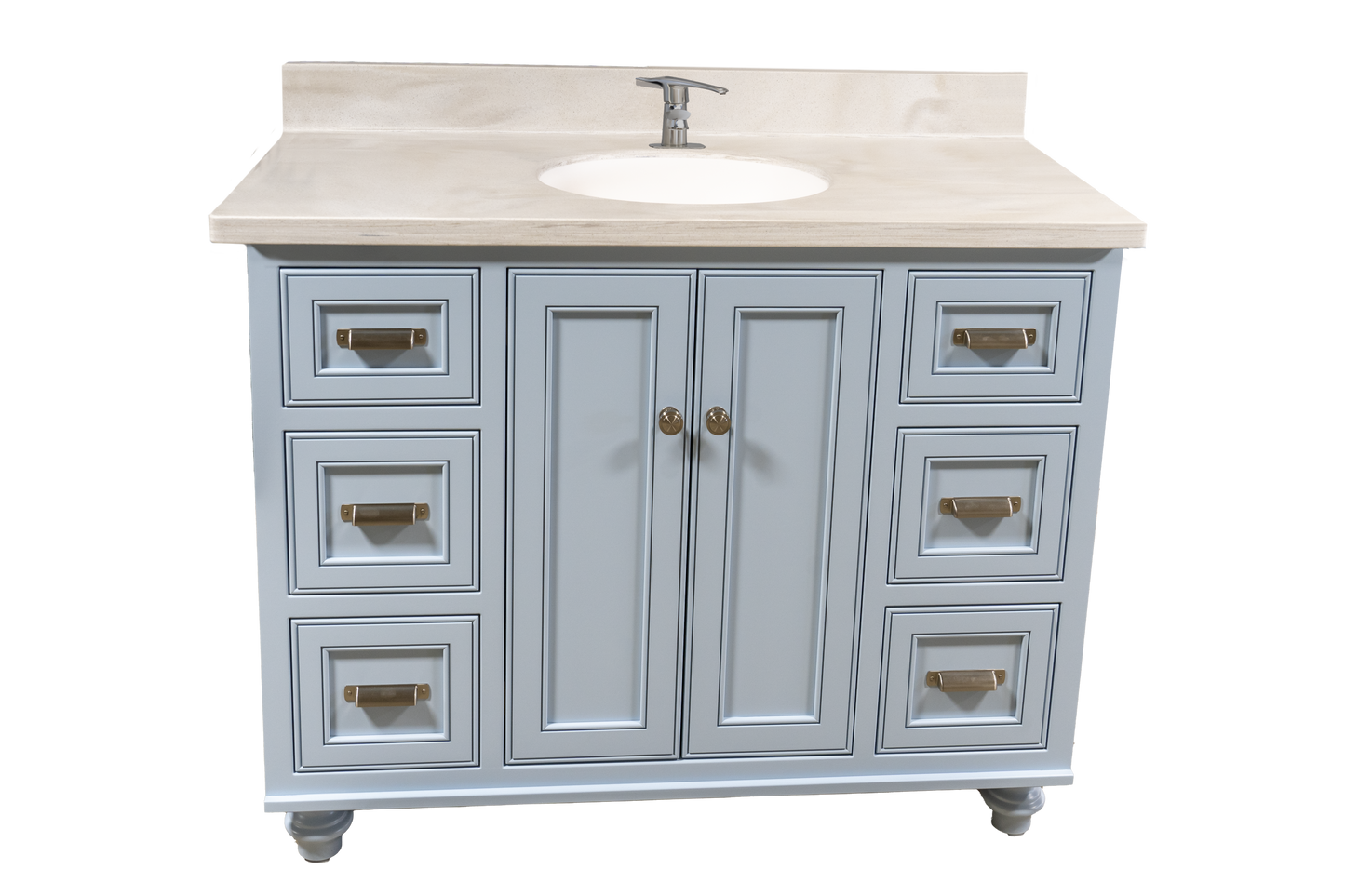 Trusty Wood Ocean City Bathroom Vanity 48" with Two Doors and Six Drawers