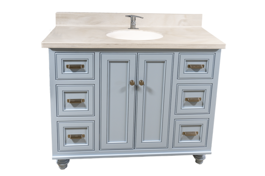 Trusty Wood Ocean City Bathroom Vanity 72" with Two Doors and Six Drawers