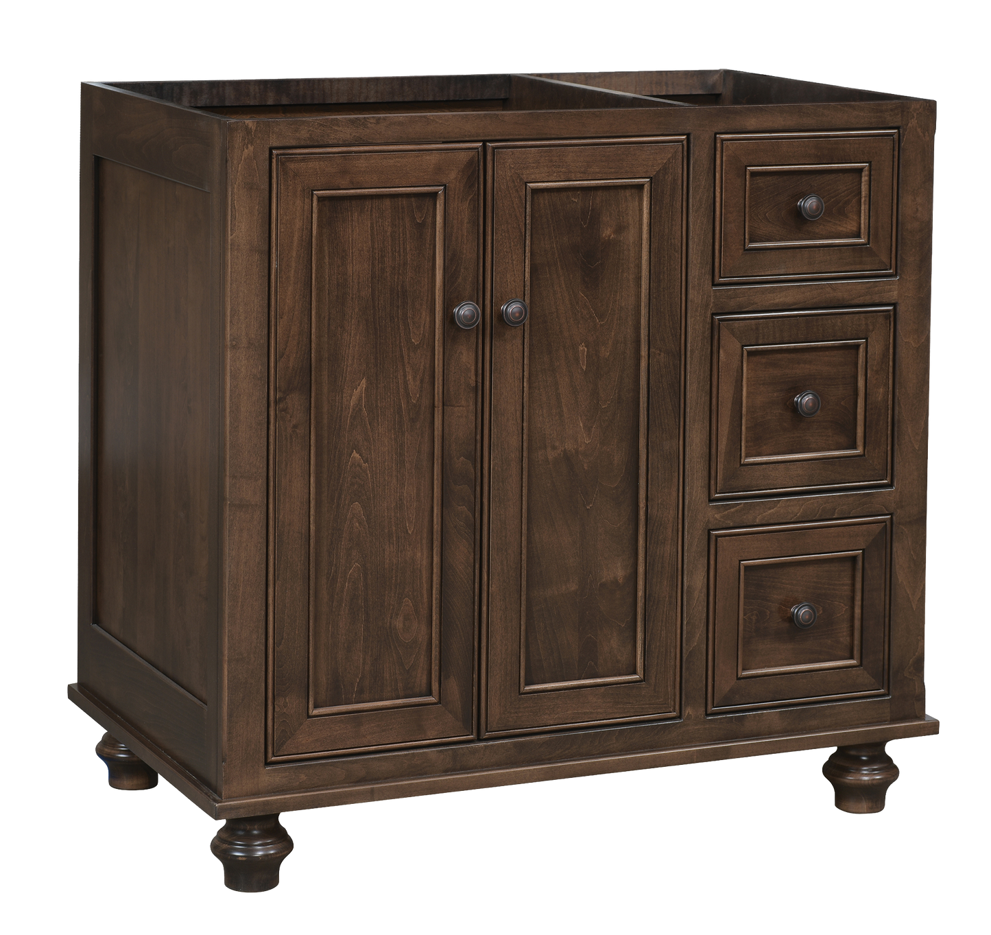 Trusty Wood Ocean City Bathroom Vanity 42" with Two Doors and Three Drawers Left