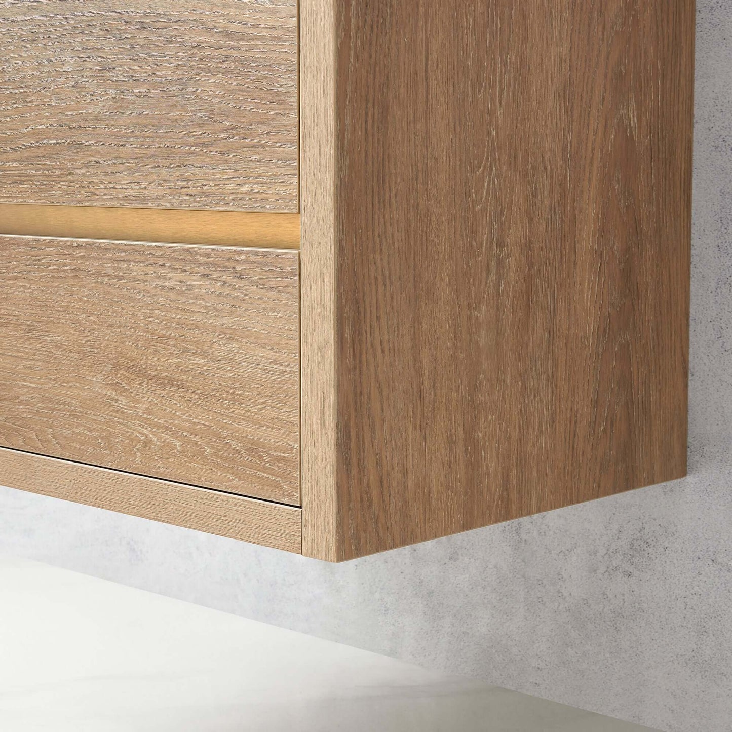 Vinnova, Palencia 84" Double Sink Wall-Mount Bath Vanity in North American Oak