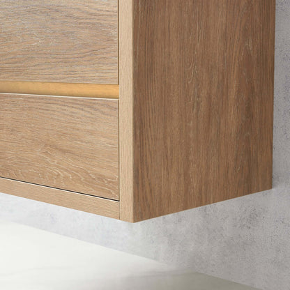 Vinnova, Palencia 84" Double Sink Wall-Mount Bath Vanity in North American Oak