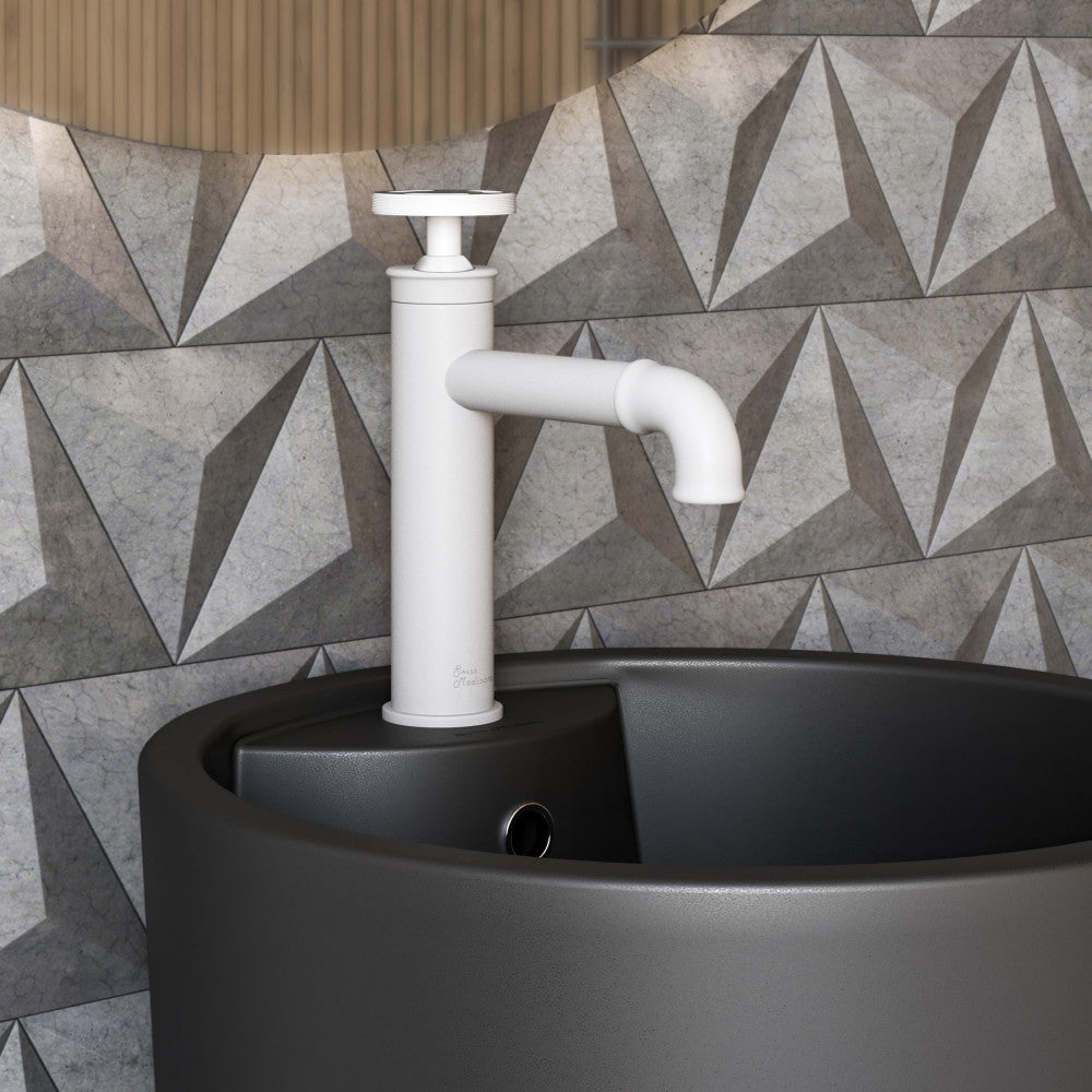 Swiss Madison Avallon single hole bathroom faucet in Matte White, SM-BF80MW