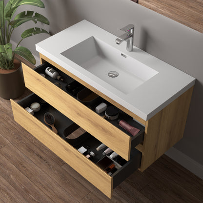 Tona Angela floating vanity angle view