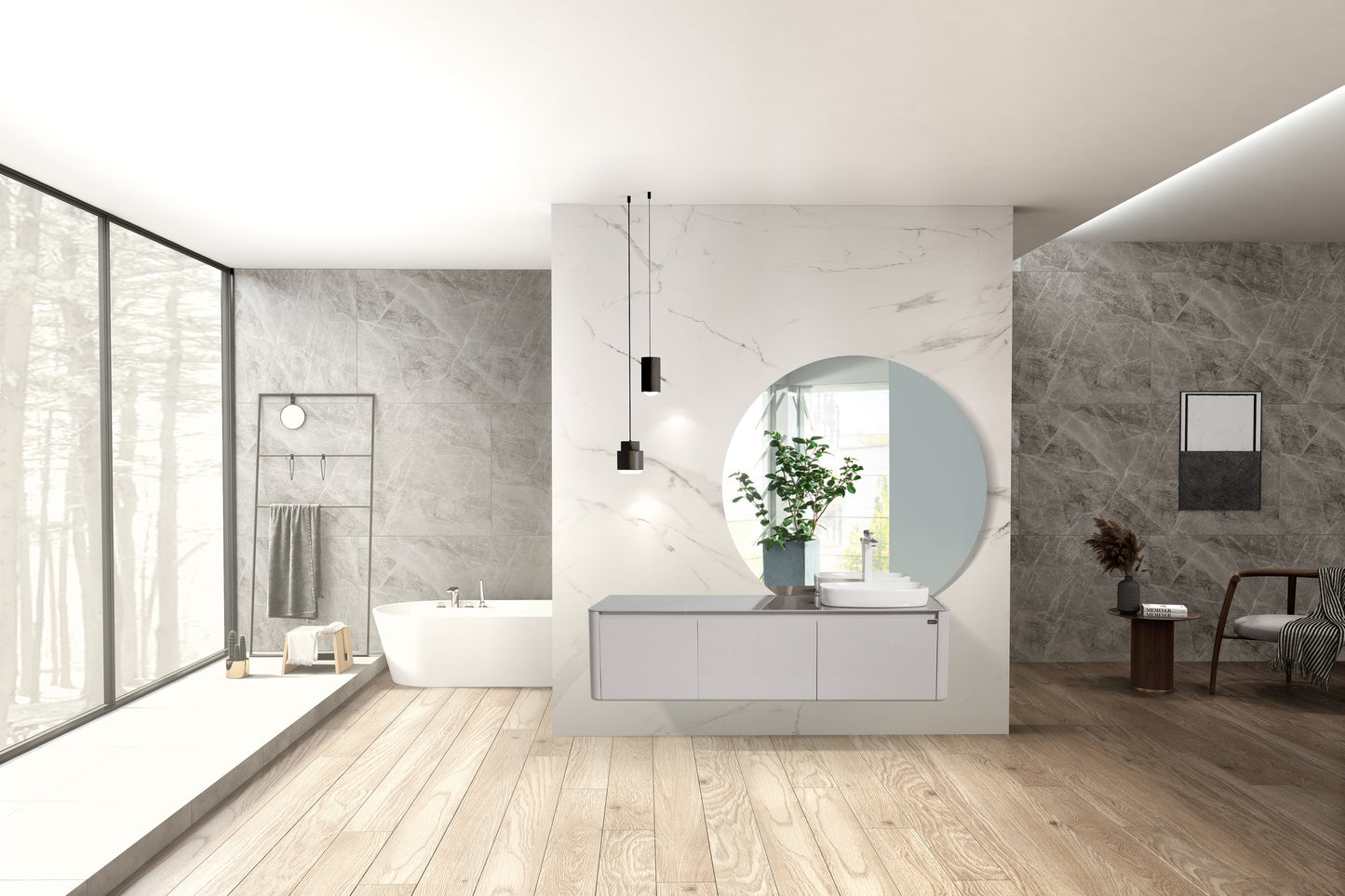 Tona BOVA Floating Bathroom Vanity in Ash Gray