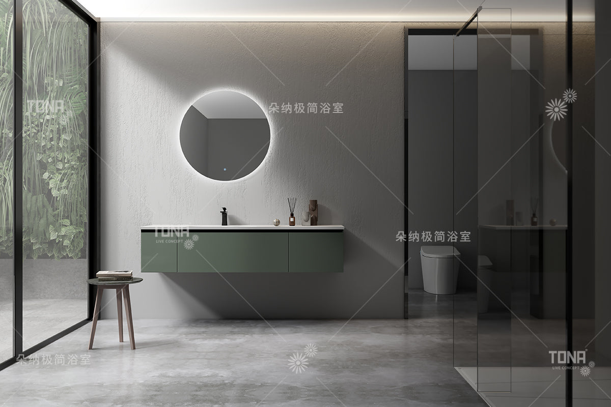 Tona Diana 65-Inch Floating Bathroom Vanity in Ash Green