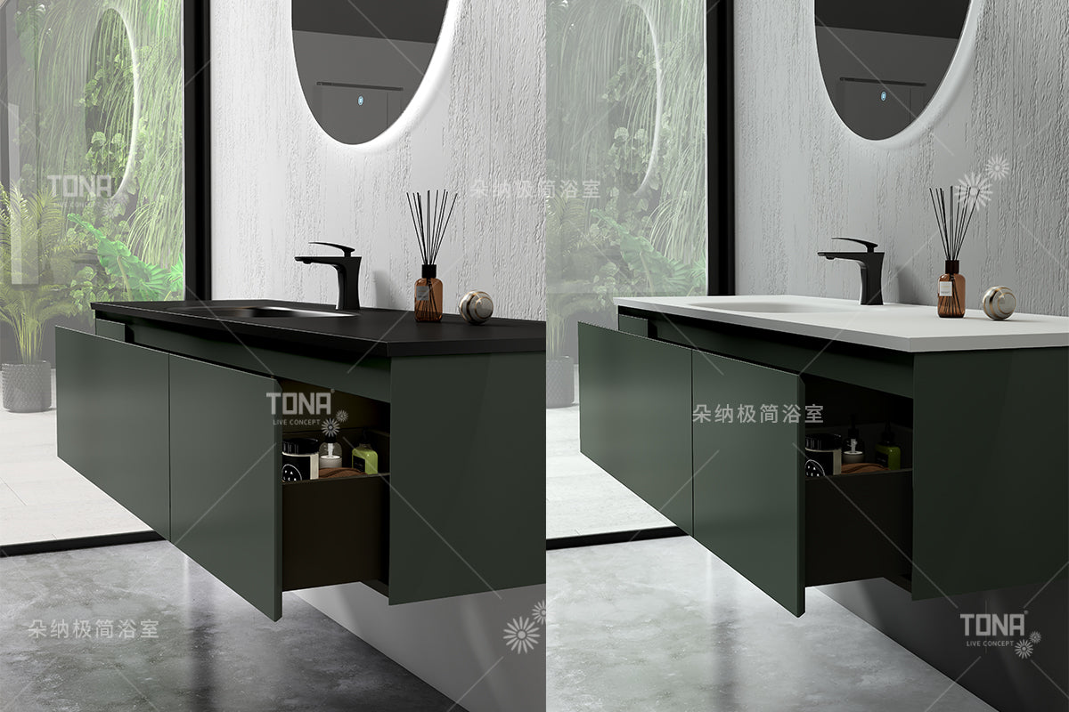 Tona Diana 65-Inch Floating Bathroom Vanity in Ash Green