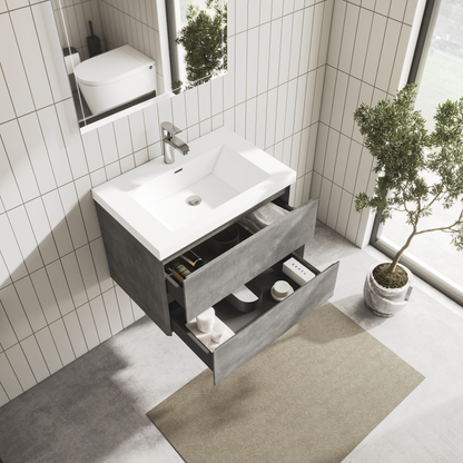 Tona Edi 60-Inch Double Sink Floating Bathroom Vanity in Cement Grey