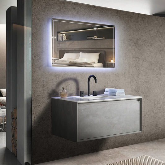 Tona Freda Floating Bathroom Vanity in Cement Grey