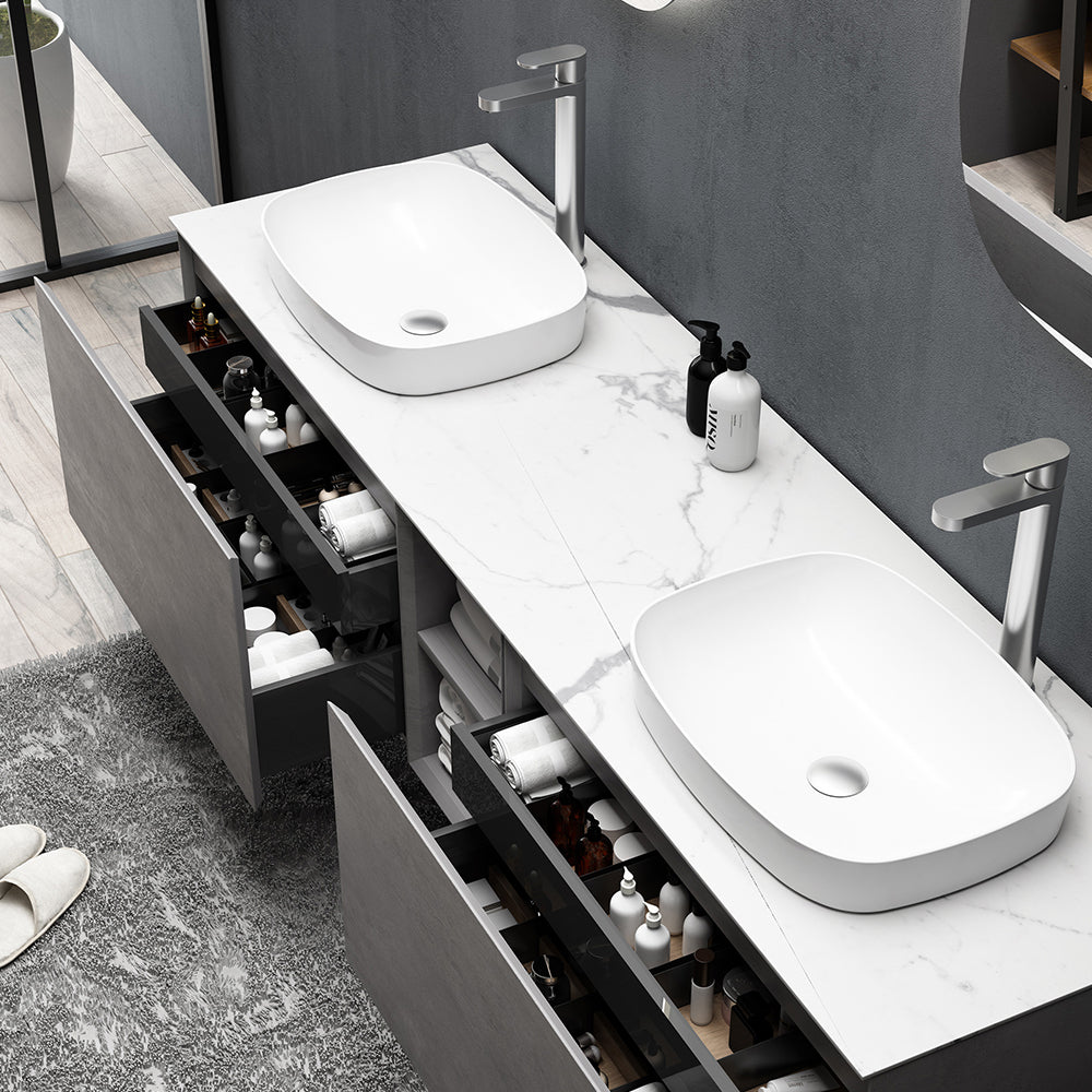 Tona INALCA 67-Inch Double Sink Floating Bathroom Vanity