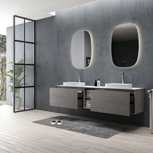Tona INALCA 67-Inch Double Sink Floating Bathroom Vanity