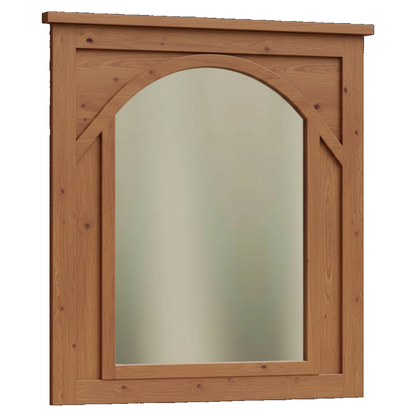 Trusty Wood Atlanta mirror rendered in Rustic Cherry finish, rendering, actual wood/finish may vary