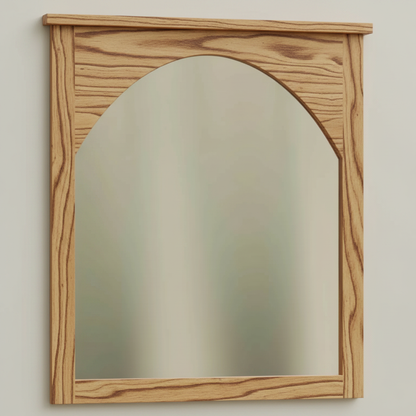 Trusty Wood Atlanta mirror rendered in Rustic Hickory finish, rendering, actual wood/finish may vary