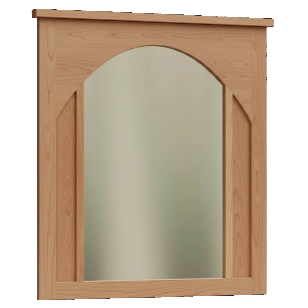 Trusty Wood Atlanta mirror rendered in Sap Cherry finish, rendering, actual wood/finish may vary